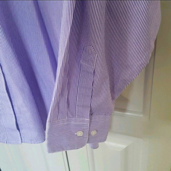 Red Hat Society Purple & White Stripes with Appliques / Bling Button Down Shirt - Picture 8 of 13